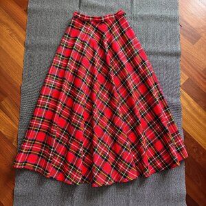 Tartan Plaid Red Skirt 26 Waist/Small, Vintage 70s
